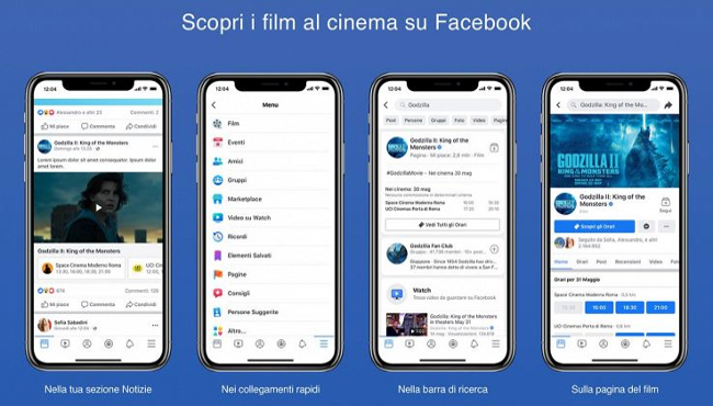 Facebook film sbarca in Italia